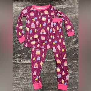 Little Sleepies Purple Birthday Wishes girls size 4T two piece bamboo Pajamas